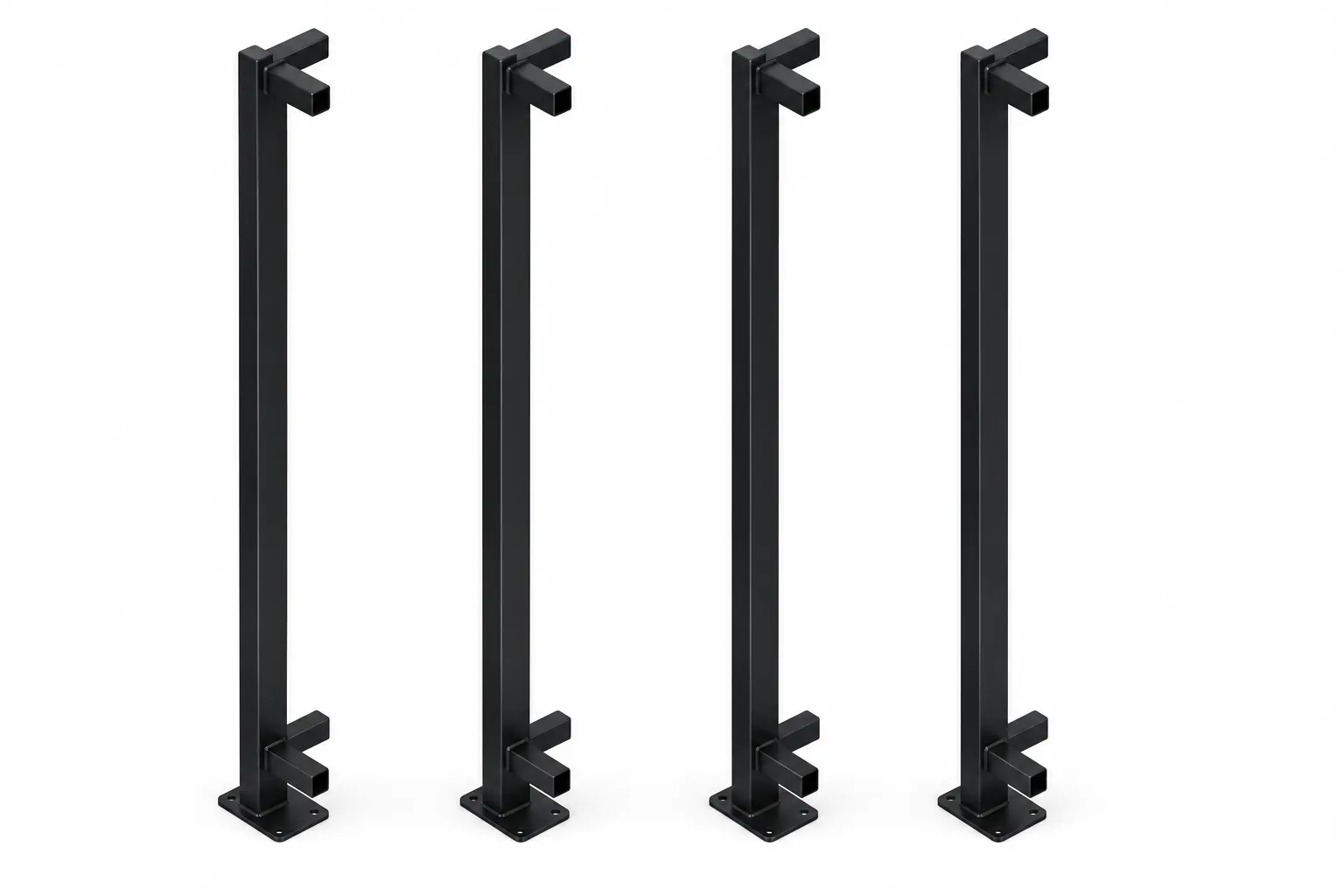 Equipment modular vertical posts with rail connectors