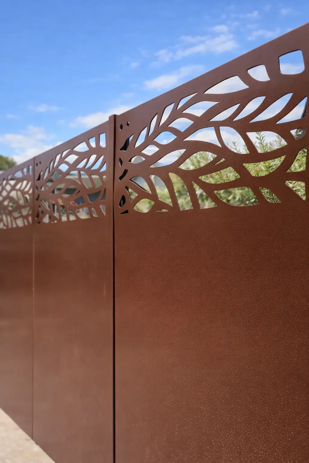Rust colored decorative metal panel detail